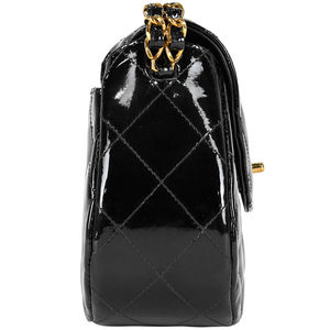 Chanel Leather Black Cocomark Chain Patent Matelasse Enamel Handbag